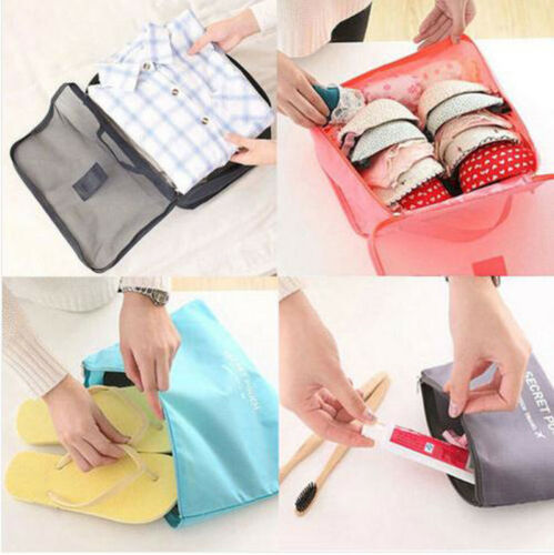 Compactly folded 2-set travel cube bundle, ready for space-saving luggage packing.