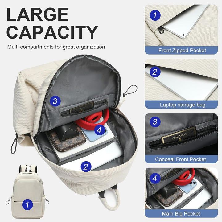 Lightweight multi-pocket 15.6" laptop backpack, water-resistant for travel and daily use.