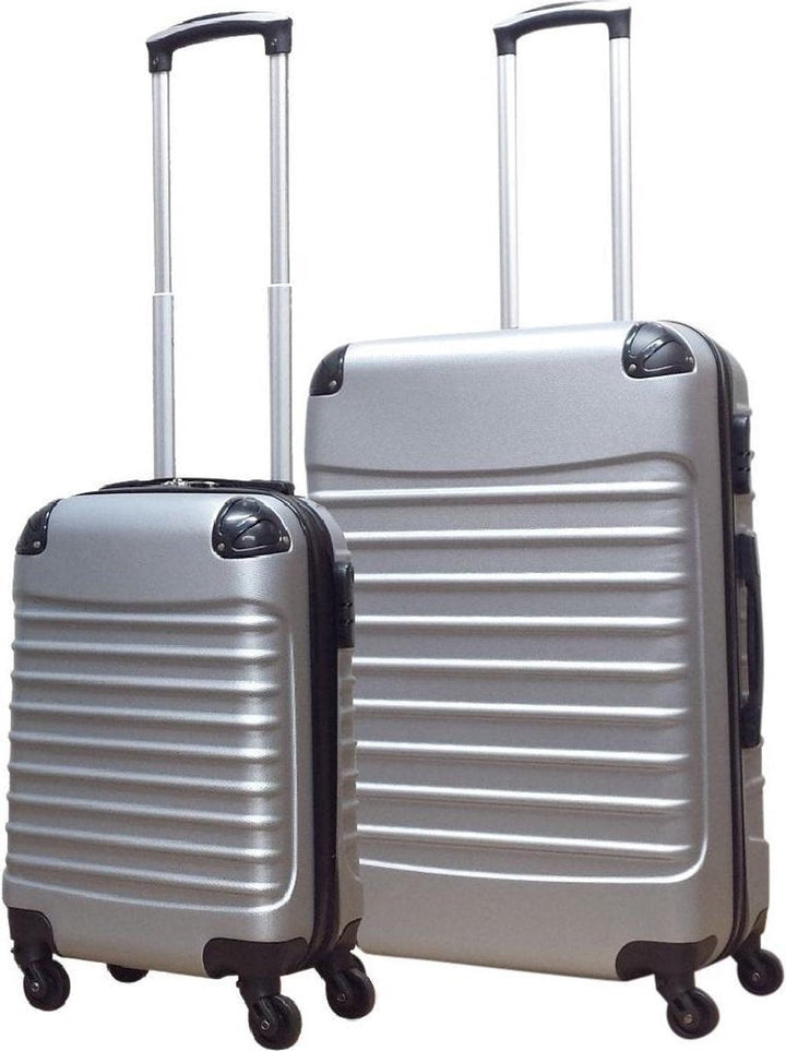 Milano silver hard-shell luggage set (2-piece) for unisex travel. Durable, lightweight & secure suitcases.