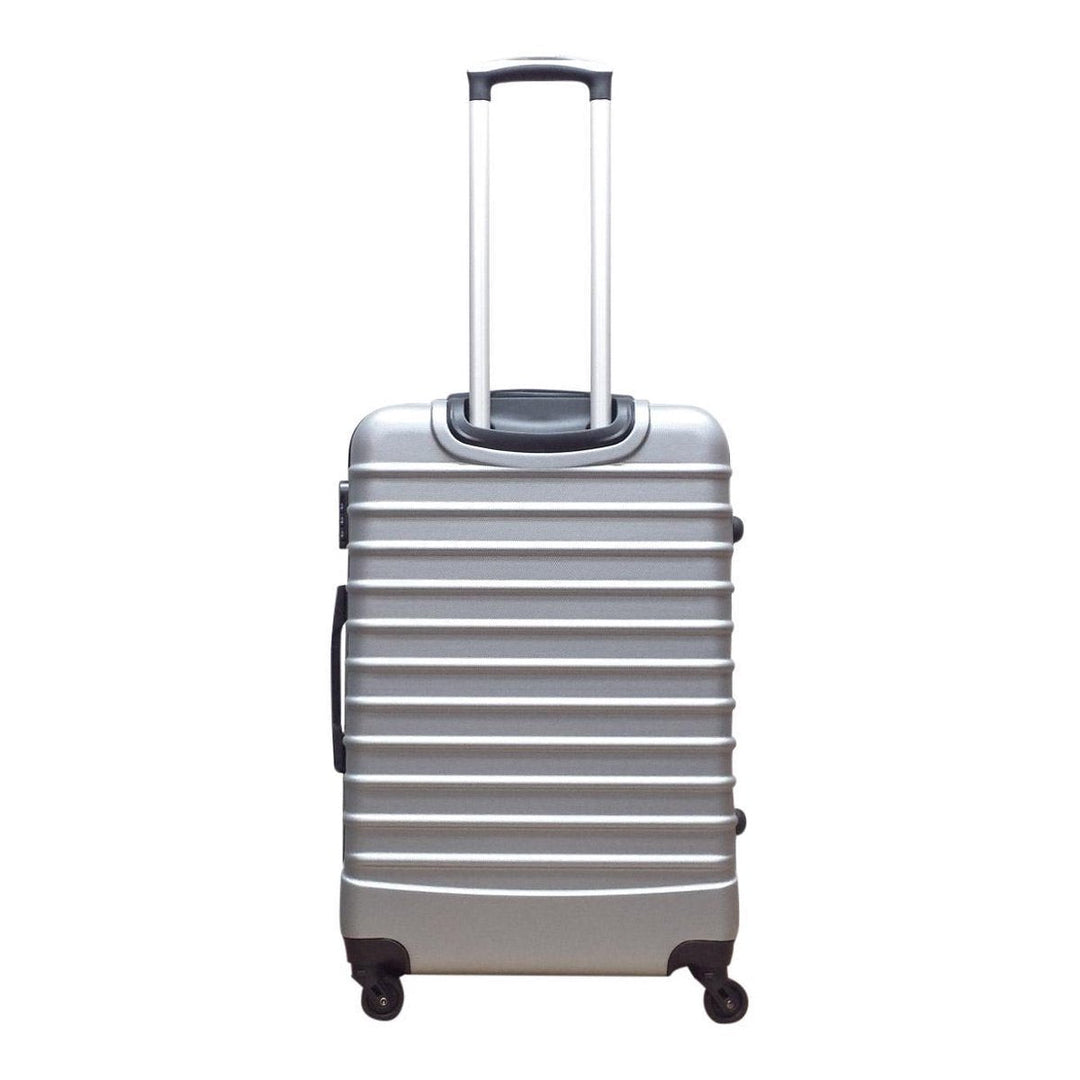 Durable 2-piece hard-shell luggage set with smooth spinner wheels. Lightweight Milano silver suitcases for travel.
