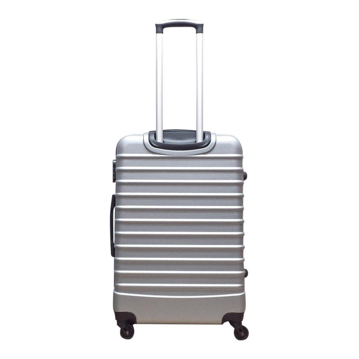 Durable 2-piece hard-shell luggage set with smooth spinner wheels. Lightweight Milano silver suitcases for travel.