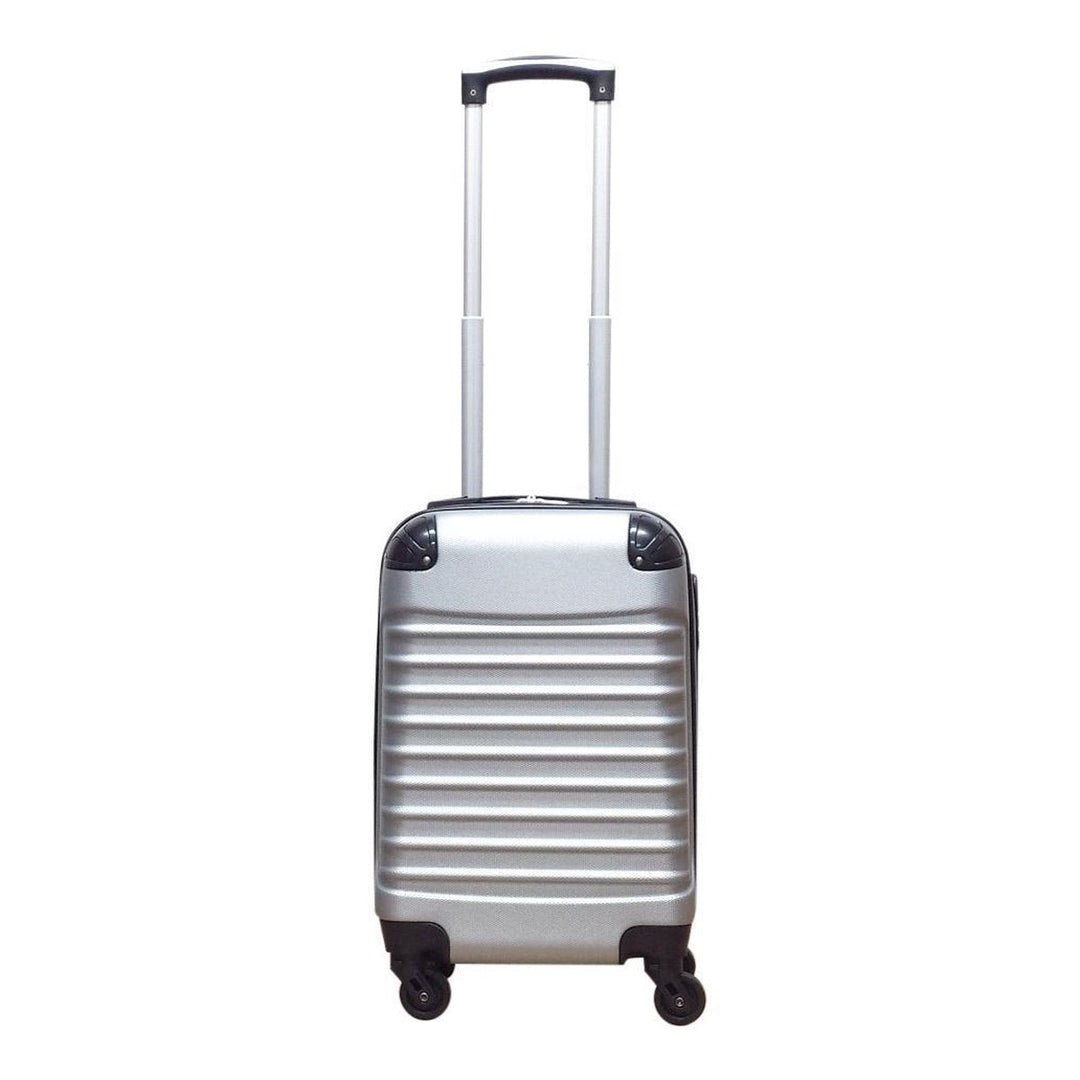 Sleek Milano silver 2-piece hard-shell luggage set. Secure & stylish spinner suitcases for modern travelers.