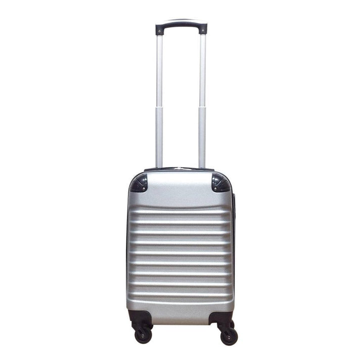 Sleek Milano silver 2-piece hard-shell luggage set. Secure & stylish spinner suitcases for modern travelers.