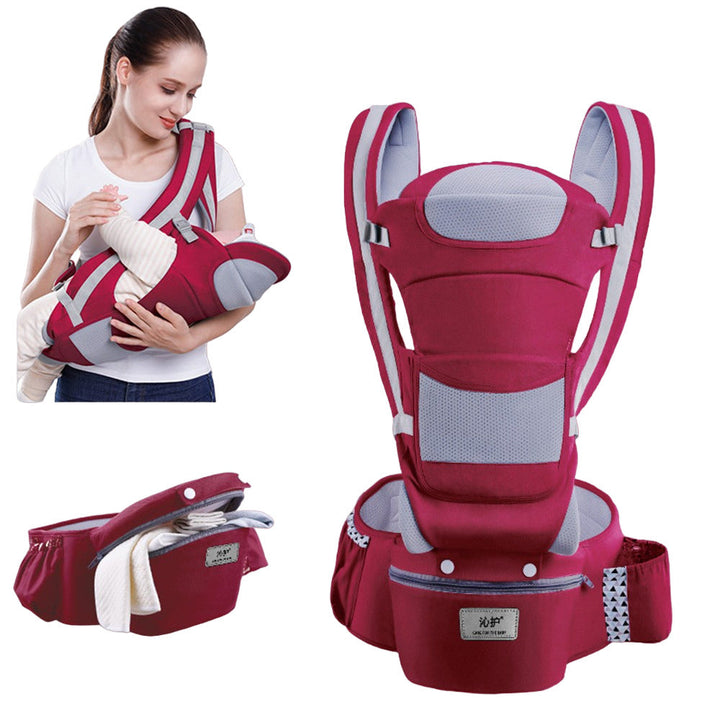 Lifestyle image of a parent wearing the unisex ergonomic baby carrier, highlighting its versatility and ease of use.