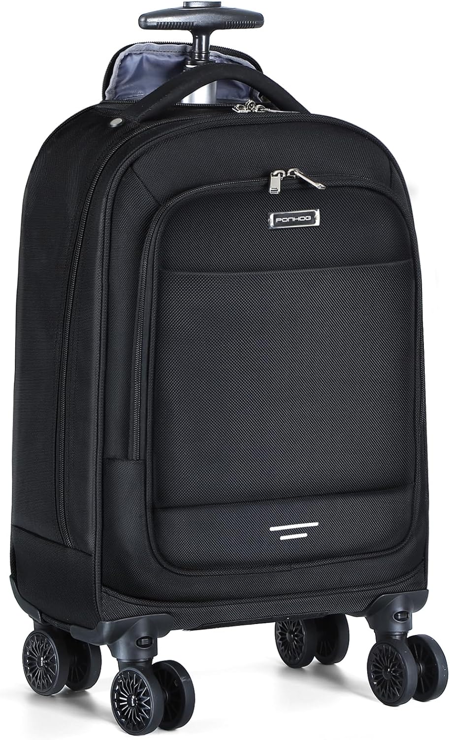 Unisex 30L rolling laptop backpack with 4 spinner wheels, water-resistant design for travel & business.