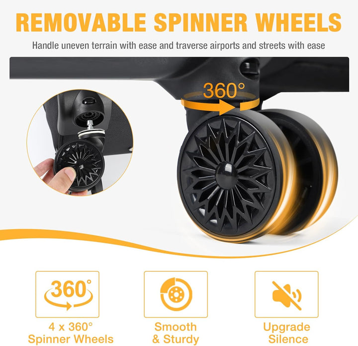 Water-resistant 30L rolling laptop backpack with durable 4 spinner wheels for easy, stylish travel.