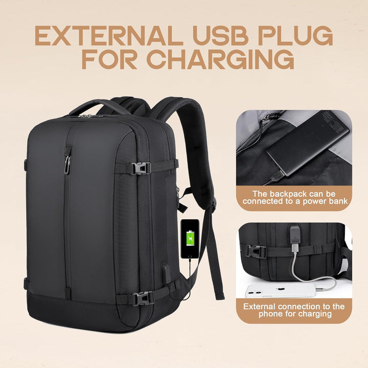 Expandable 40L travel backpack, ideal for long trips. Features durable, waterproof design & organized compartments.
