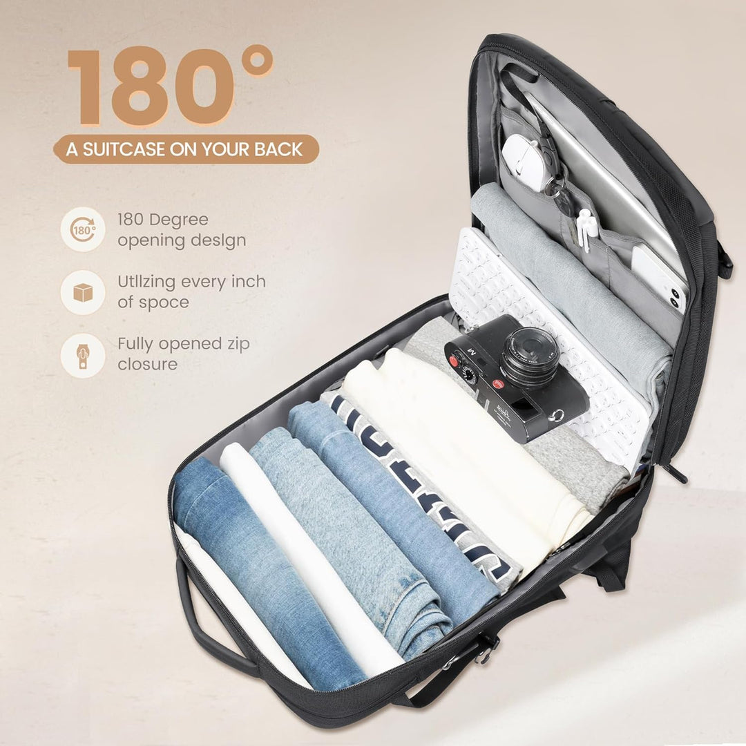 Versatile travel & work backpack for students & professionals. 40L capacity, fits 17in laptop securely.