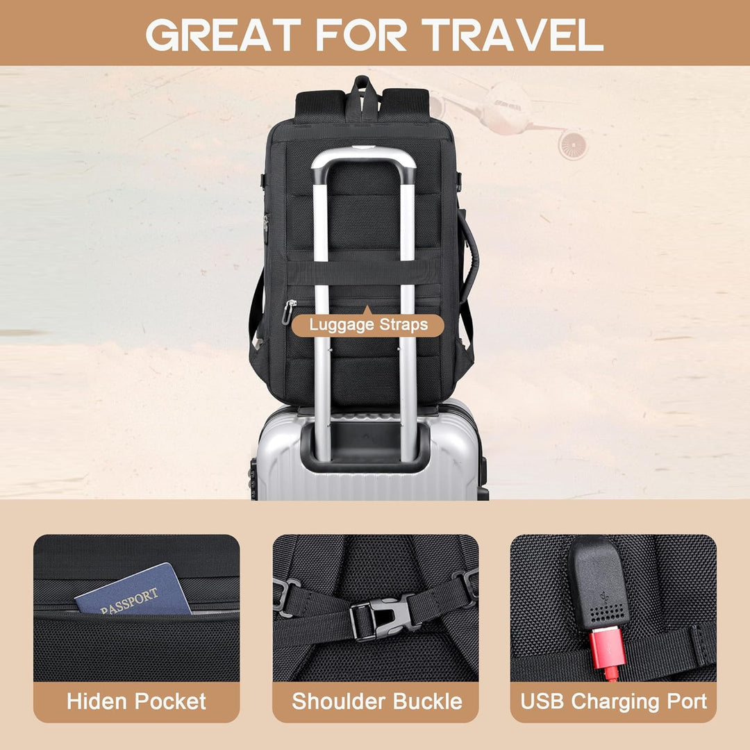 Modern unisex travel backpack for college or work. Features sleek design & comfortable, anti-theft carry system.