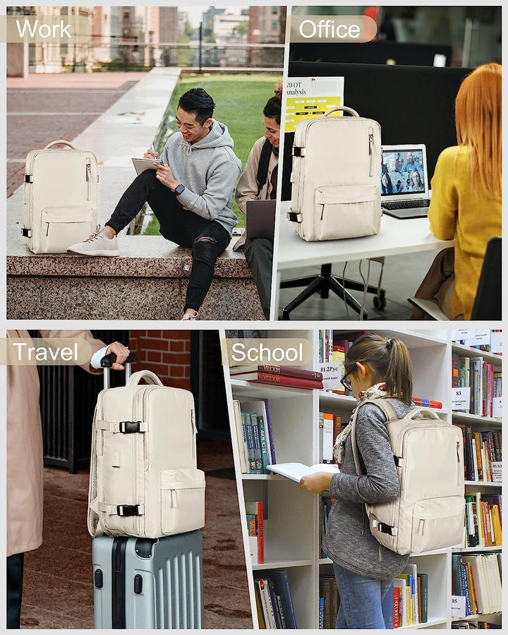 Durable 40L travel backpack with padded laptop sleeve, USB port & anti-theft features. Essential for travel.
