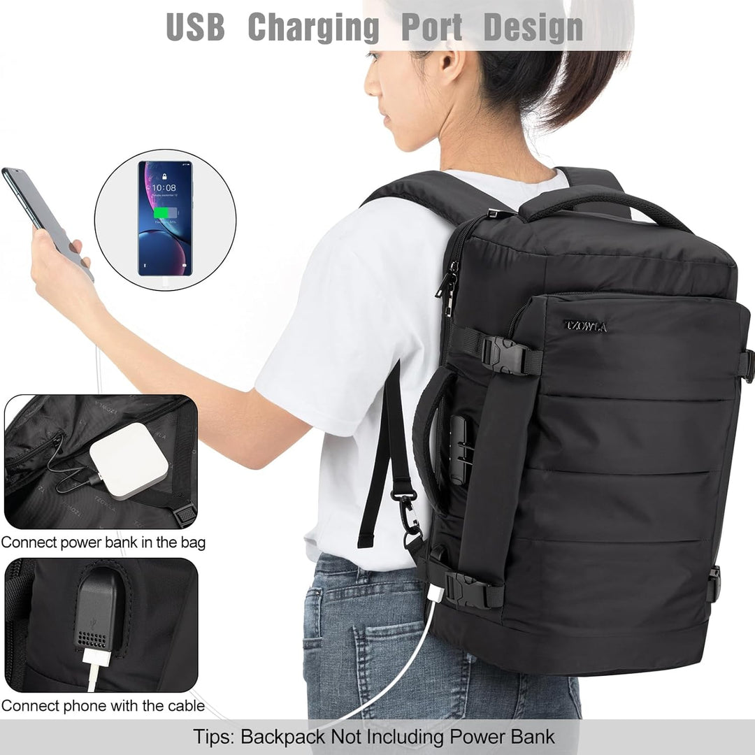 Secure AeroPack 40L anti-theft laptop backpack, water-resistant with USB port, ideal for travel & commute.
