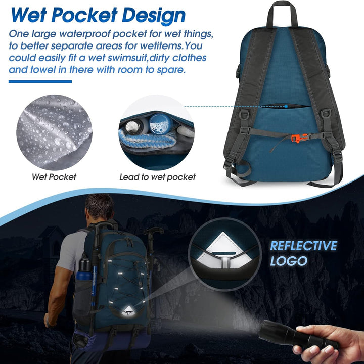 Unisex 40L waterproof camping backpack, robust & packable for outdoor enthusiasts.