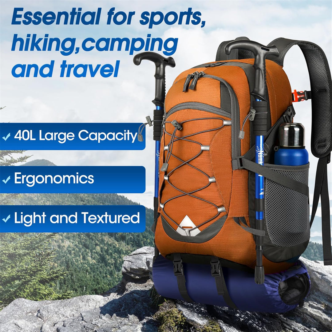 Versatile 40L hiking bag, waterproof and lightweight, ideal for multi-day trips.