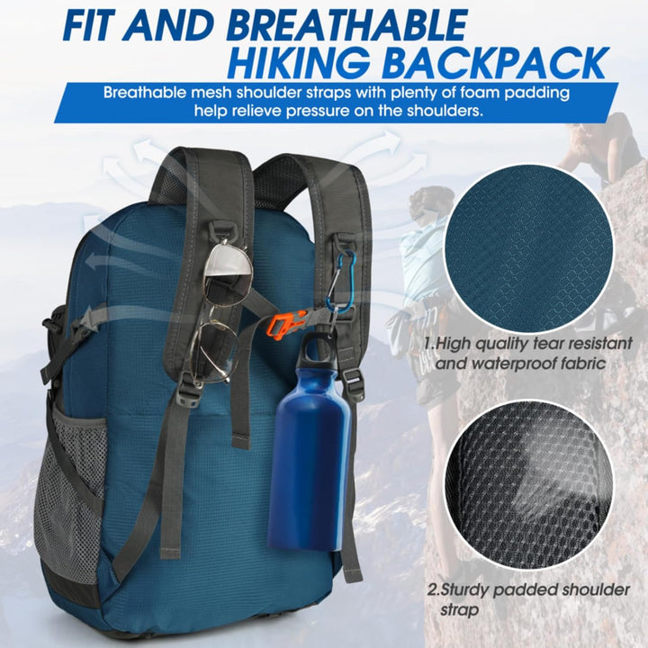 Multi-purpose 40L unisex backpack, waterproof, lightweight, ideal for diverse activities.