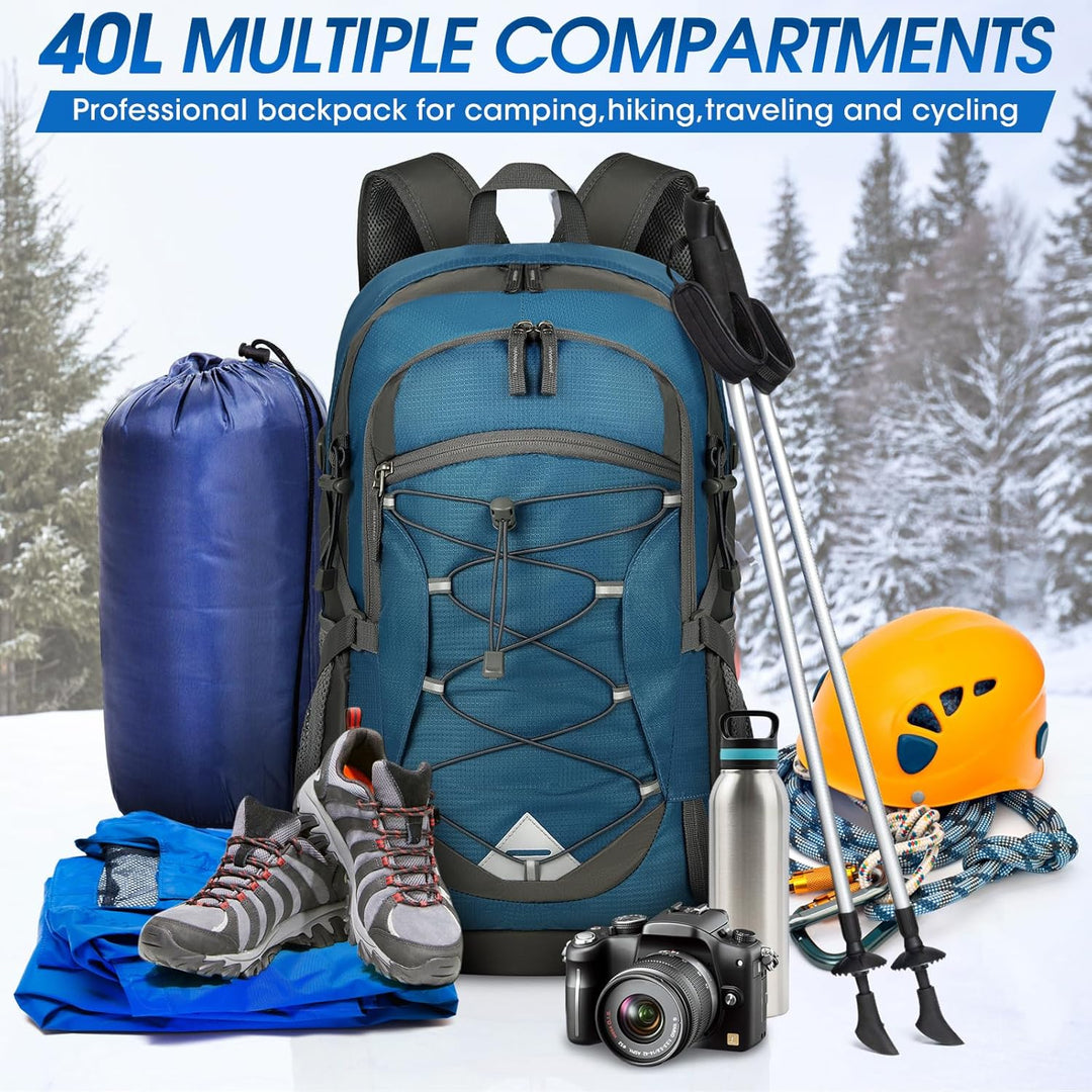 Lightweight 40L camping backpack, unisex and durable, built for the wilderness.