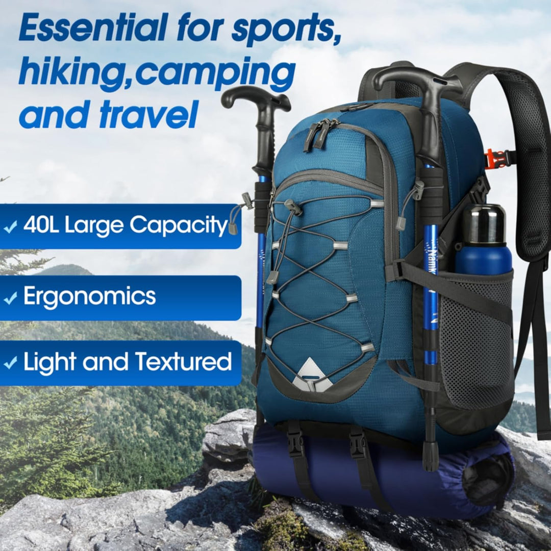 Packable 40L waterproof outdoor gear, perfect for spontaneous hiking & camping.