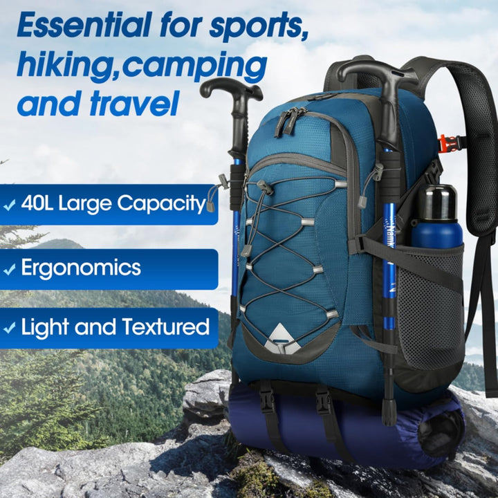 Packable 40L waterproof outdoor gear, perfect for spontaneous hiking & camping.