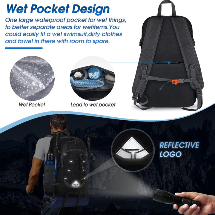Durable 40L waterproof hiking & camping backpack, lightweight for long journeys.