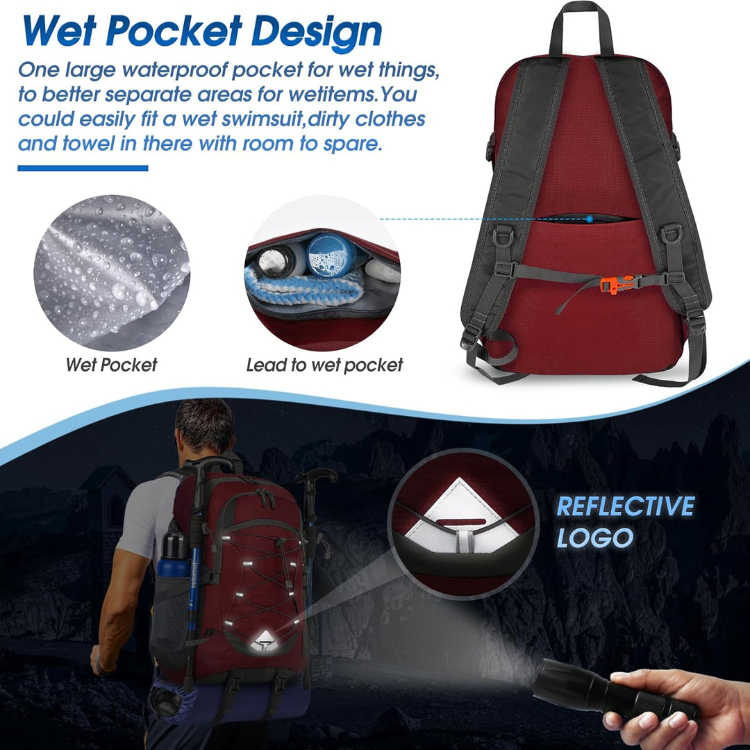 Packable waterproof hiking backpack, 40L, ideal for travel & outdoor excursions.