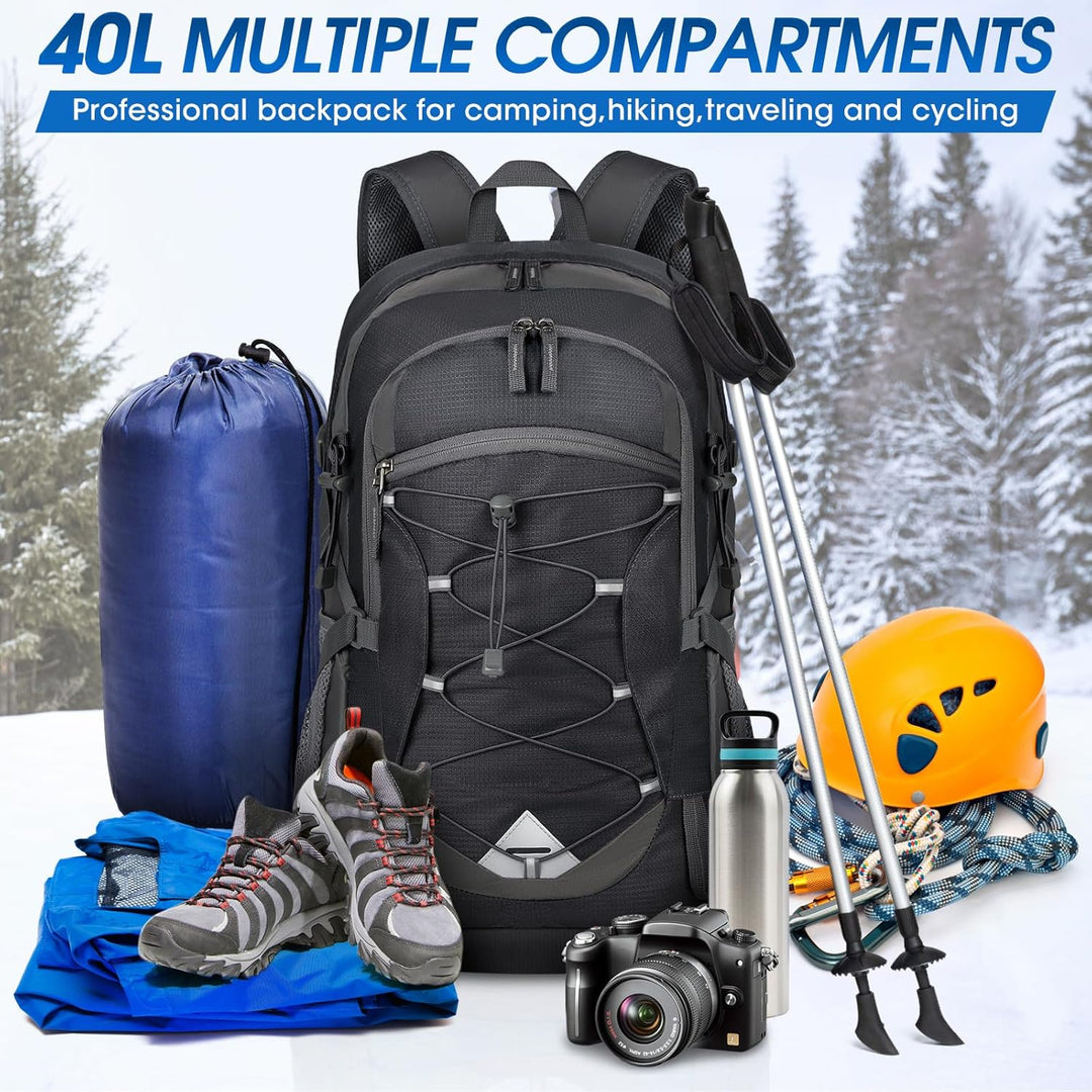 Adventure-ready 40L unisex backpack, lightweight & fully waterproof for any journey.