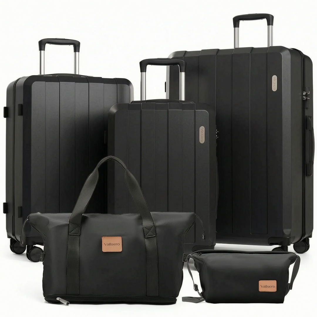 Versatile 5-piece hardshell luggage set with strong spinner wheels, ideal for family travel.