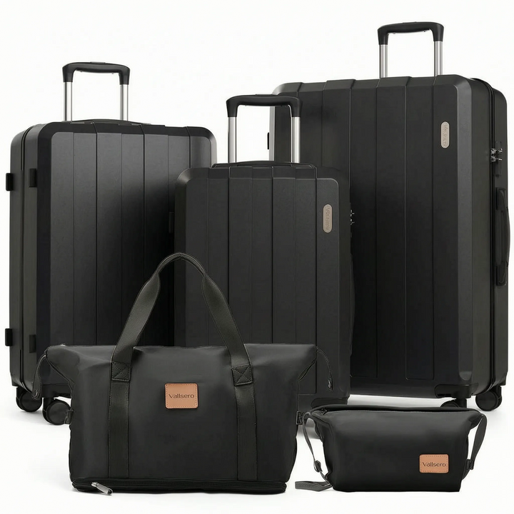 Versatile 5-piece hardshell luggage set with strong spinner wheels, ideal for family travel.