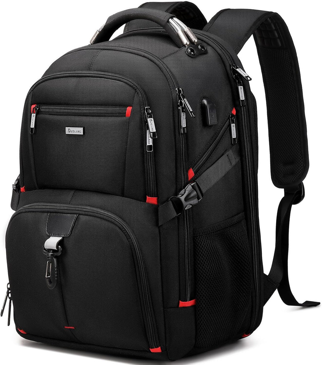 Extra large 50L travel backpack for laptops, water-resistant, with USB charging; perfect for long trips.
