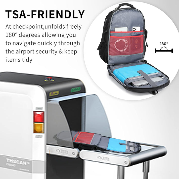 Versatile 50L water-resistant travel laptop daypack, extra large capacity, with convenient USB charging feature.