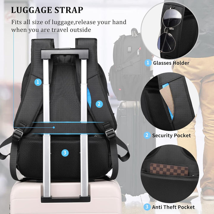 Rugged 50L water-resistant travel backpack for laptops, unisex, large capacity, with a practical USB charging port.