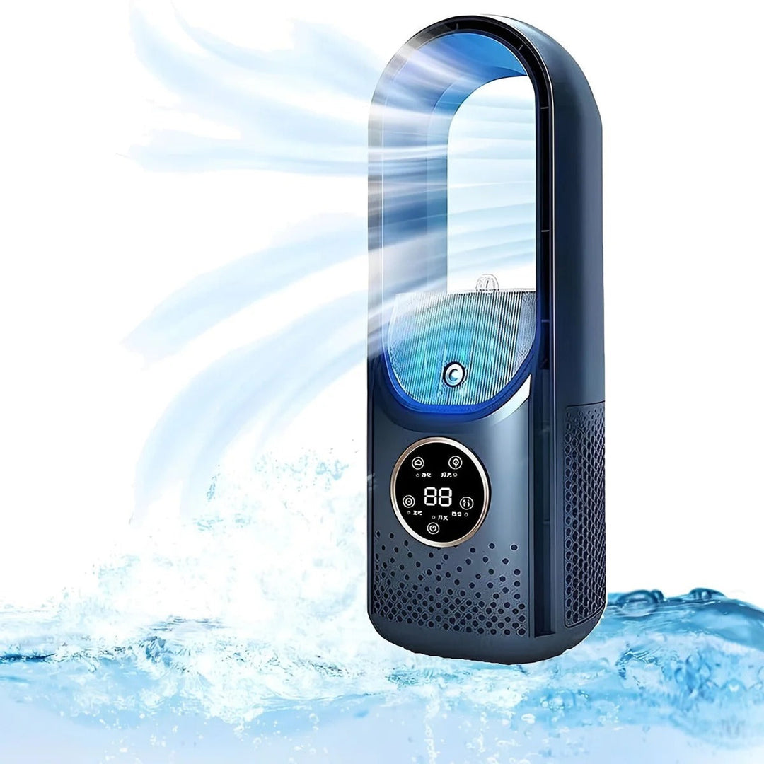 USB-powered, 6-speed bladeless personal air cooler & humidifier, ideal for quiet, portable home office use.