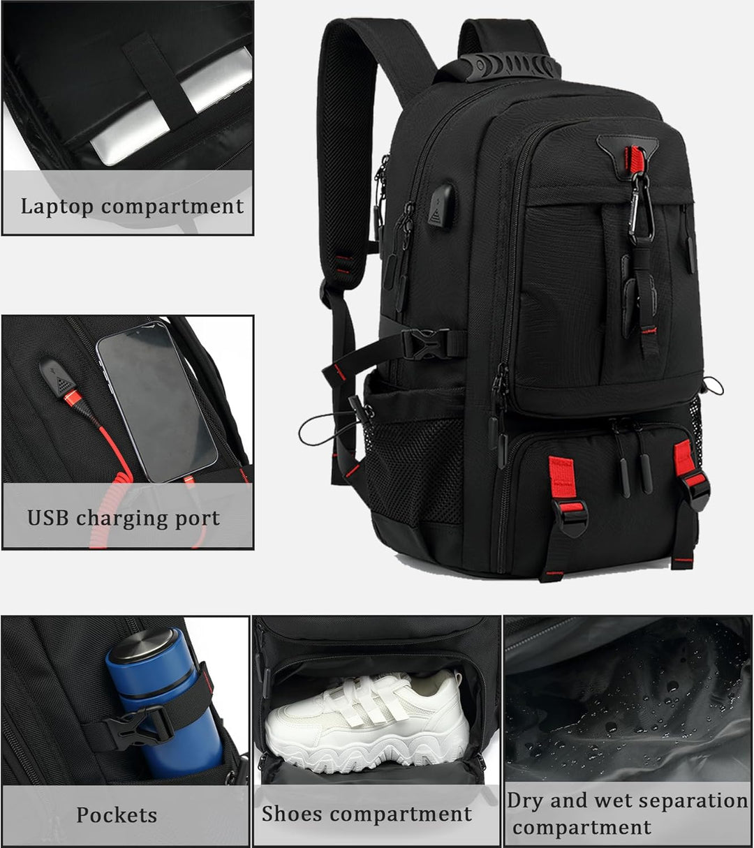 Large 60L unisex travel backpack, ideal for business trips, weekend getaways, or student commuting. Durable & anti-theft.