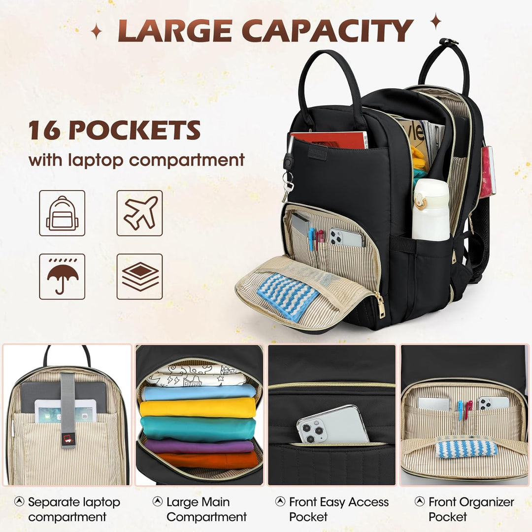 Durable water-resistant laptop backpack, perfect for daily commute, college, or international travel.
