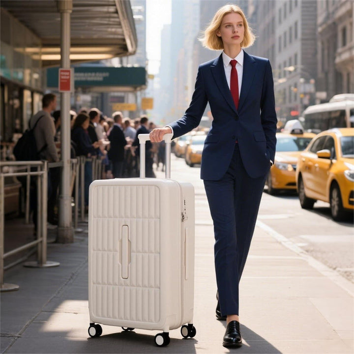 Ultra-durable 20" carry-on luggage, triple-layer PC hardshell, airline-approved for frequent flyers.