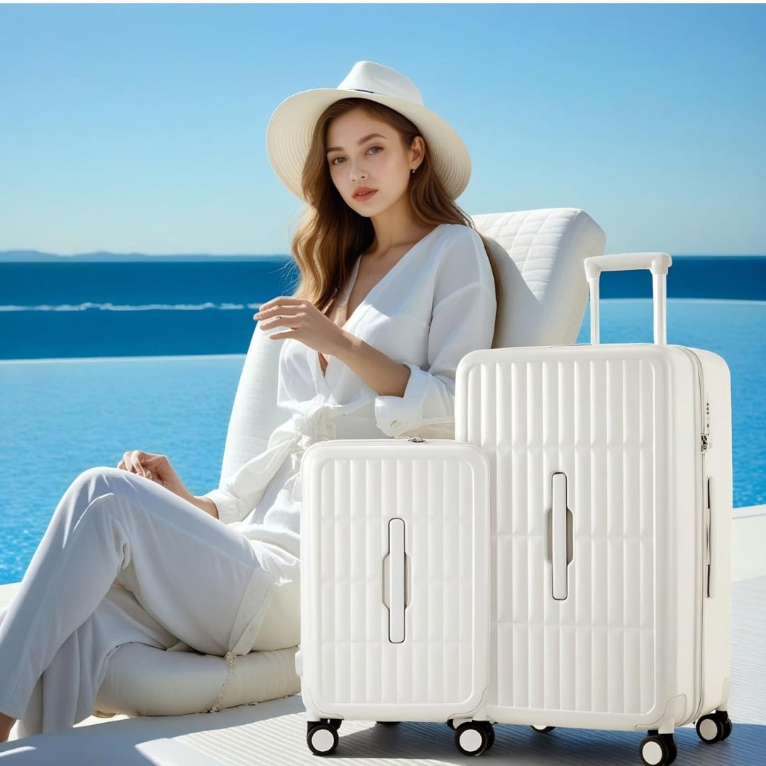 Airline-approved 20" unisex carry-on luggage, hardshell with smooth spinner wheels for easy travel.