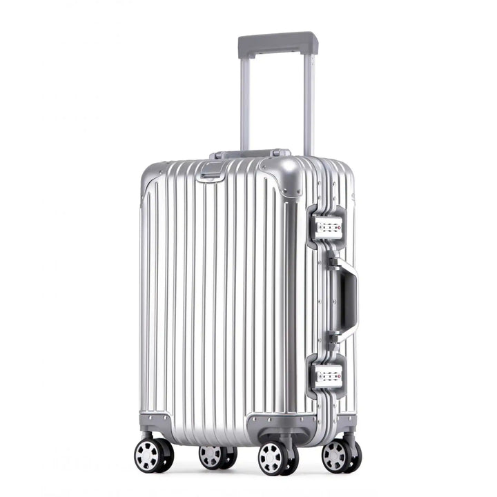 Premium unisex aluminum-magnesium hard shell travel suitcase with spinner wheels & TSA lock for ultimate durability.
