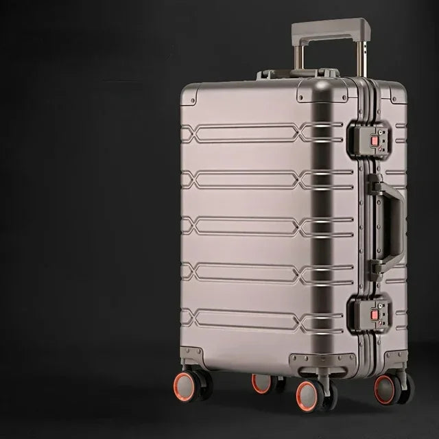 Ultra-durable unisex aluminum-magnesium hardshell luggage, built to last many travels.