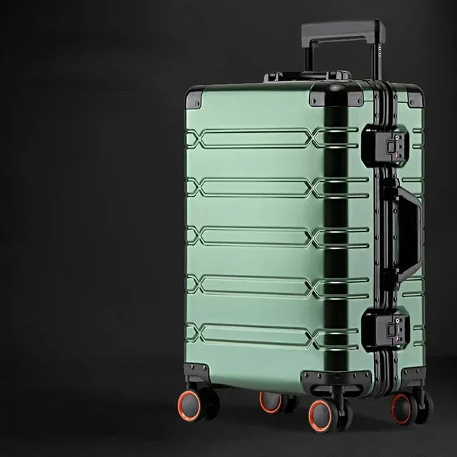 Versatile unisex aluminum-magnesium hardshell spinner suitcase, stylish and strong.