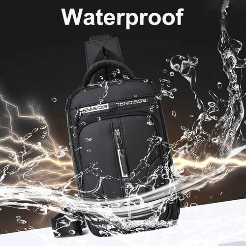 Unisex anti-theft backpack, water-resistant for secure travel. Integrated USB charging port.