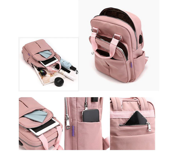 Durable water-resistant anti-theft backpack protecting electronics & valuables from rain & spills.