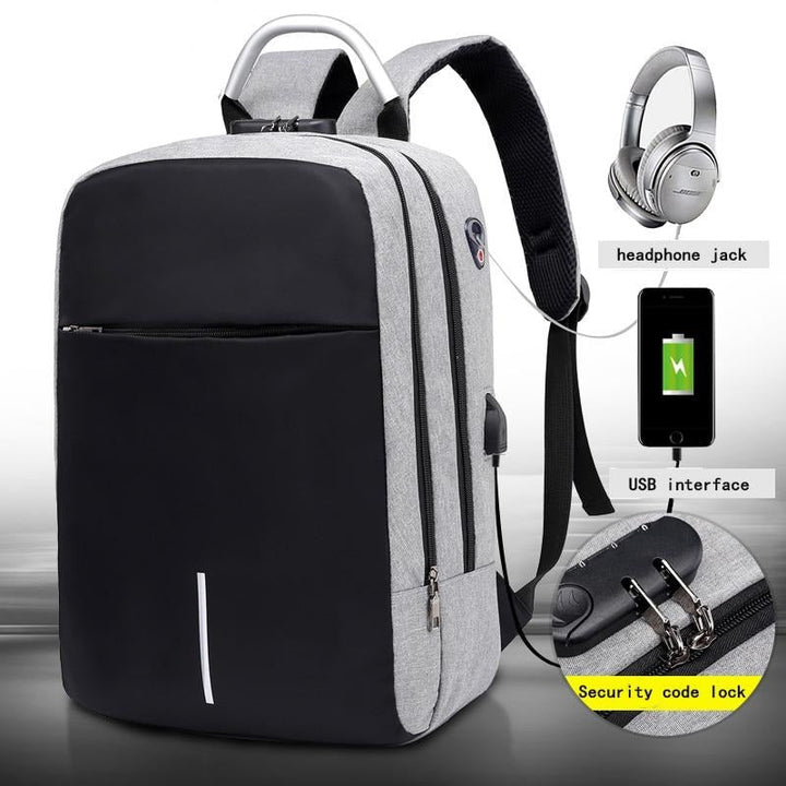 Secure black anti-theft backpack by SafeCarry, featuring hidden zippers & rear pockets for protected travel essentials.