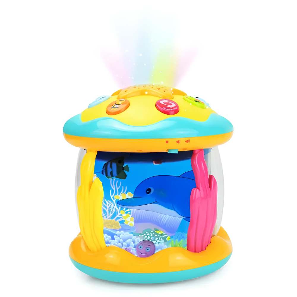 Unisex baby musical projector night light for infants & toddlers. Soothing sensory light up nursery toy gift.