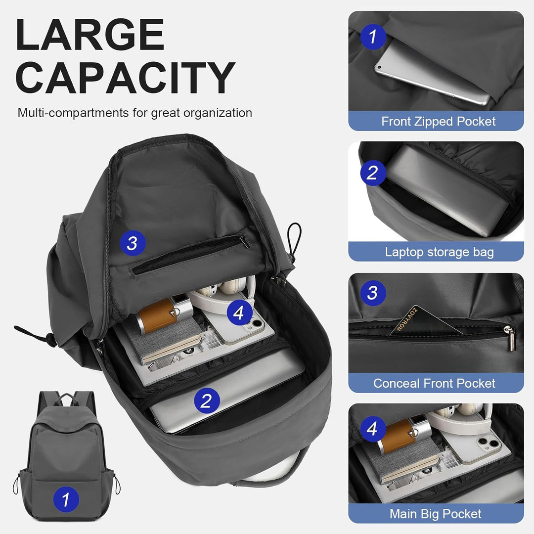 Stylish blue backpack for laptop & travel. Organized, water-resistant, perfect for school or commute.