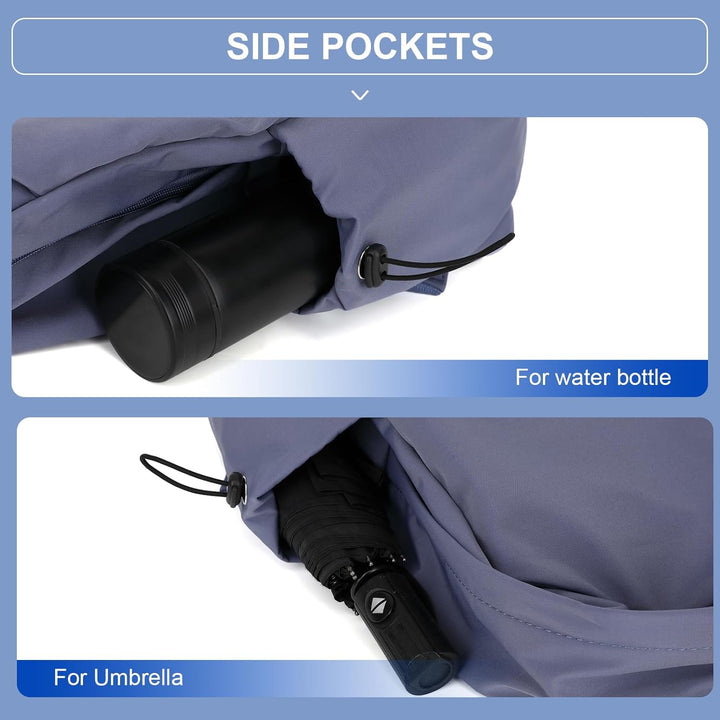 Versatile blue water-resistant backpack. Lightweight, organized with laptop sleeve for daily adventures.
