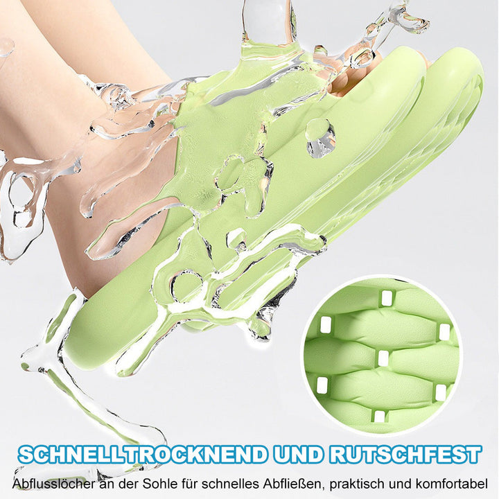Soft, comfortable unisex slippers with cloud-like feel, perfect for relaxation.