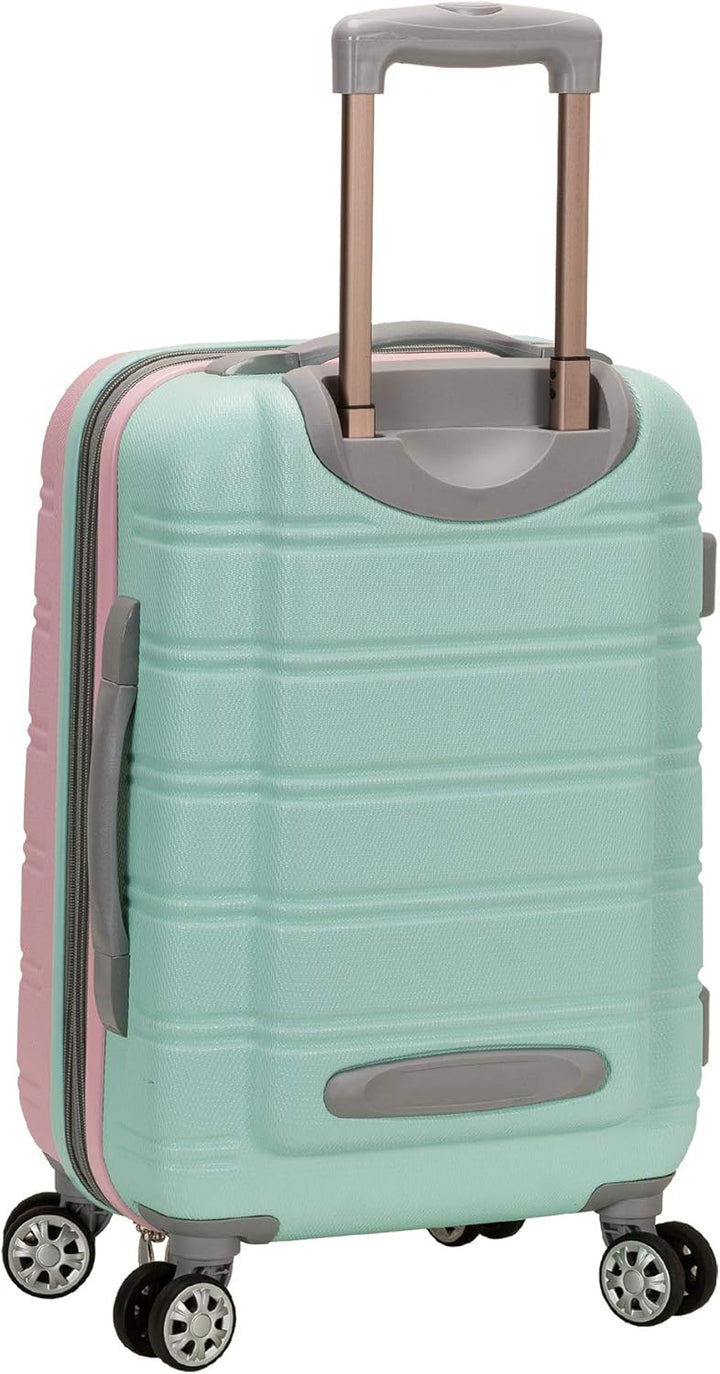 Vibrant Cotton Candy hardside carry-on spinner. Unisex, expandable, and airport-friendly travel gear.