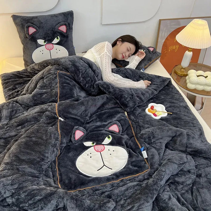 Luxuriously soft blanket & pillow set for ultimate relaxation, a thoughtful unisex gift for home lovers.