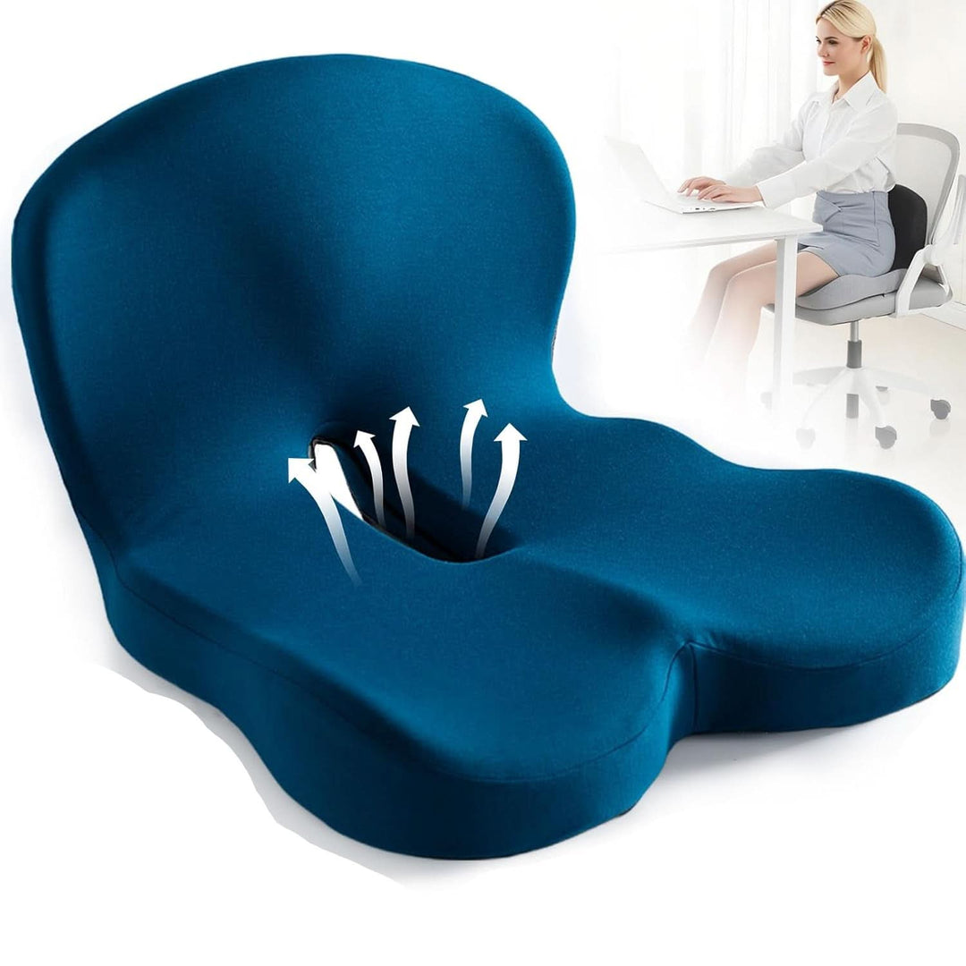 Plush memory foam seat cushion for all-day comfort. Reduces pressure on tailbone & hips.