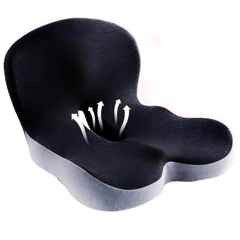 Contoured ergonomic memory foam seat cushion. Provides superior back, hip & glute support.