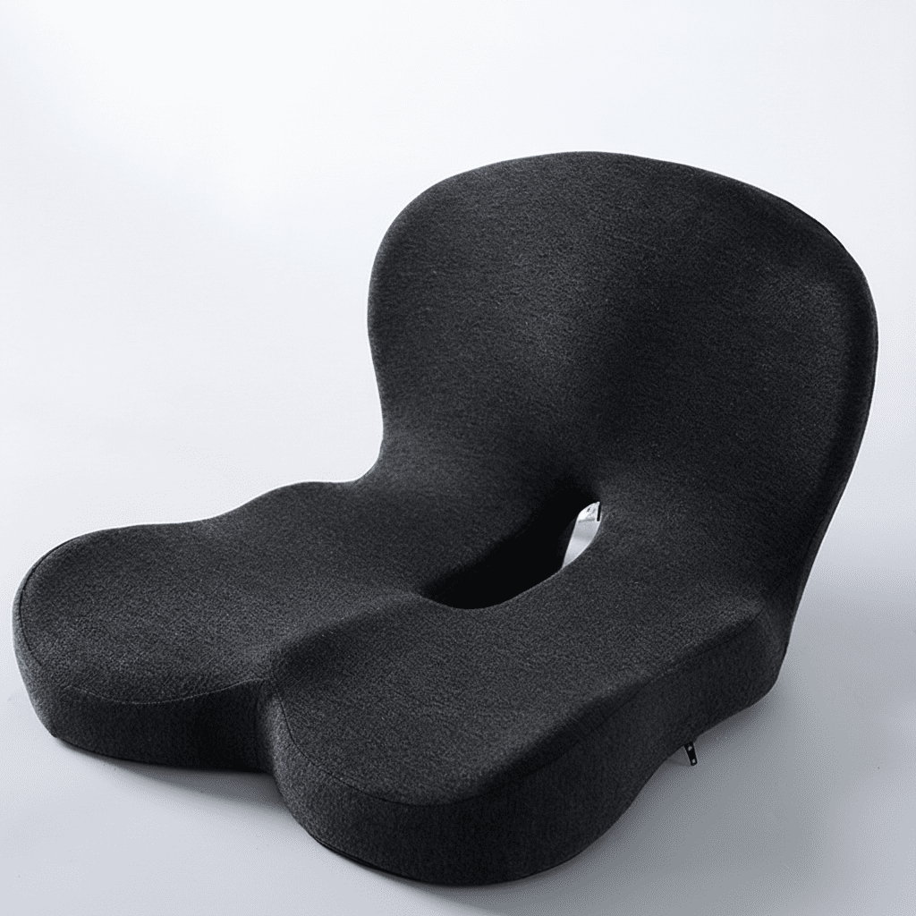 Ergonomic memory foam cushion for total sitting comfort. Relieves back, coccyx & hip pain.