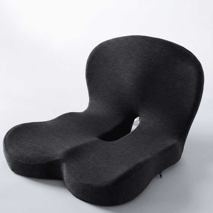 Ergonomic memory foam cushion for total sitting comfort. Relieves back, coccyx & hip pain.